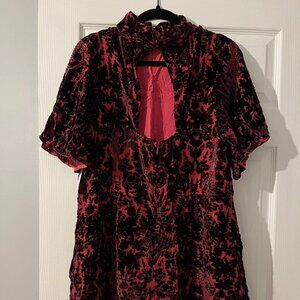 Anthropologie Mock Neck Floral Velvet Mini Dress Size 18W NWT